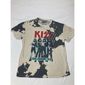 KISS Tie Dyed US Tour '77 Y2K Short Sleeve T Shirt Womens XS